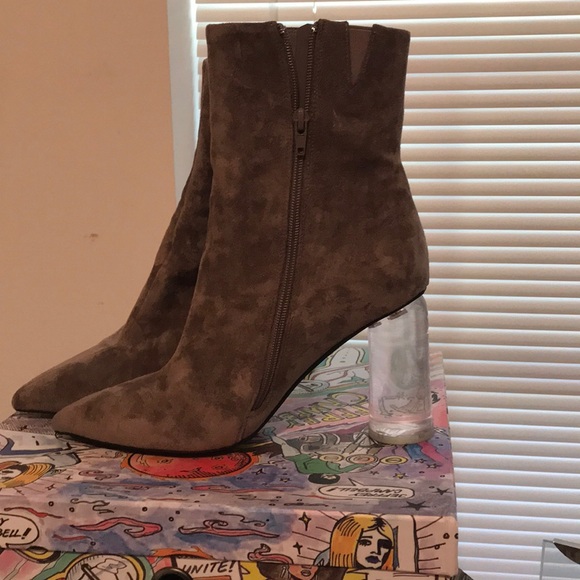 Lustful taupe suede clear heel boots - Picture 6 of 6